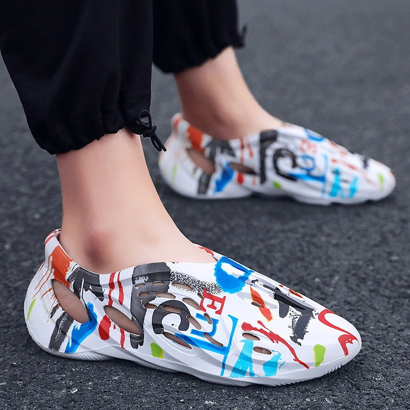 Yeezy Slippers Unisex Graffiti Slides Blue Red Colored Women Yezzy Sandal