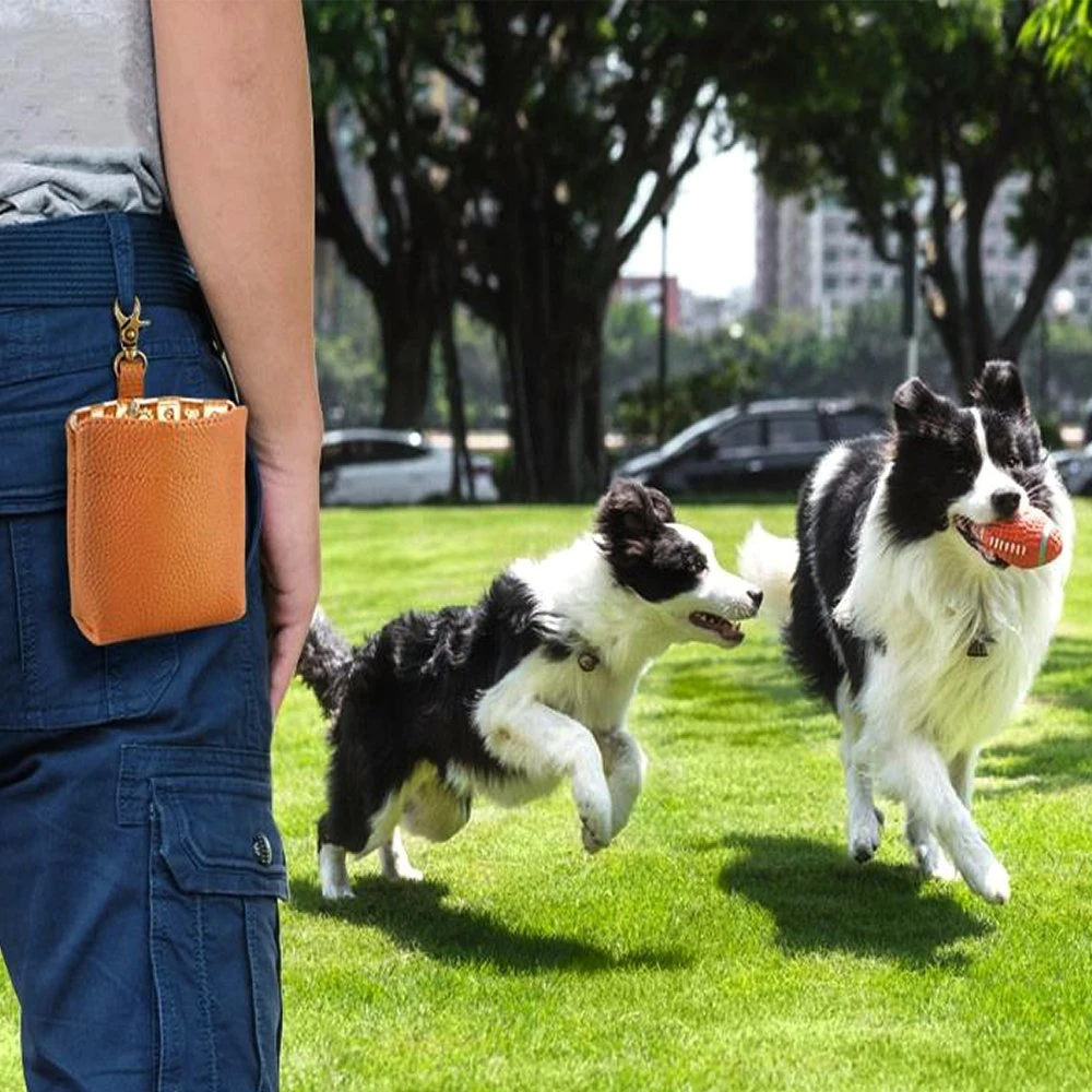 New Design Pet Products PU Leather Pet Training Bags out Walking Dog Food Bags Custom Logo Pet Training Bags Pet Carrier