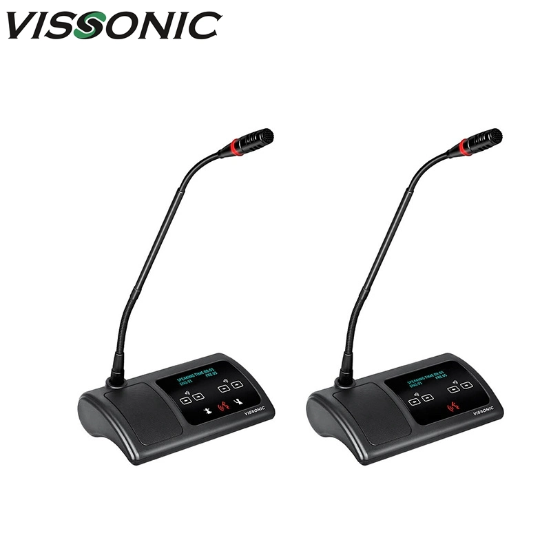 Vissonic OLED Digital de cuello de cisne moderno de doble canal de cable de micrófono de conferencia Disscussion