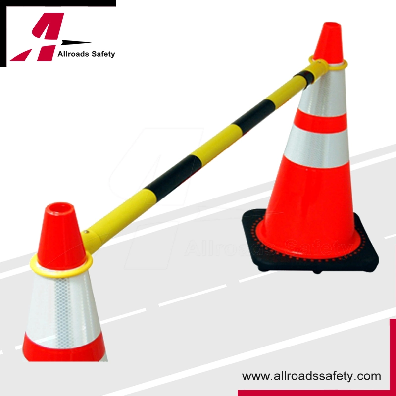 Black and Yellow Expandable Barrier Cone Bar for Traffic & Parking Lot Safety