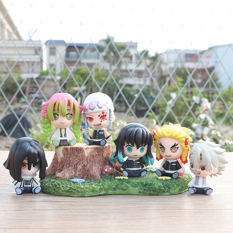 6 PCS Hotsale versiones Q Demon Slayer completar un conjunto completo de PVC Anime la figura 5cm.