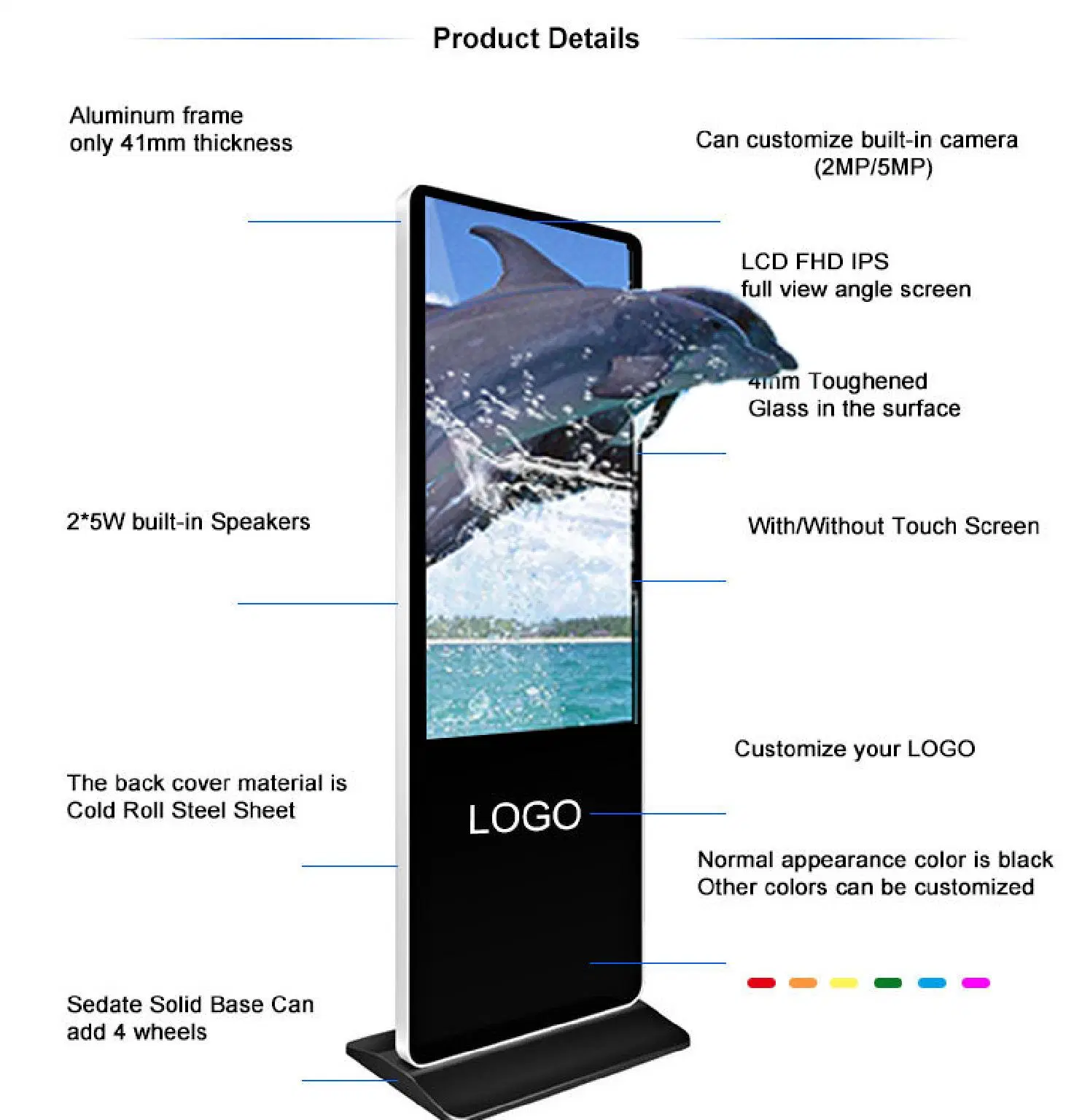 55inc Floor Upstand LCD Digital Poster WiFi Touch Screen Kiosk Signage Display