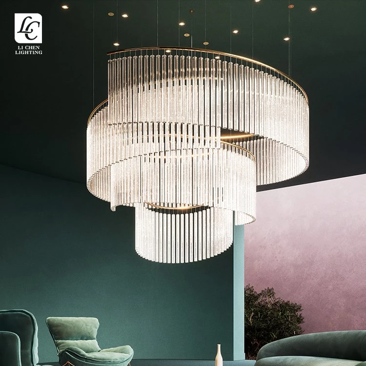 Modern Indoor Decoration Hotel Villa Staircase Luxury Glass LED Chandelier Light