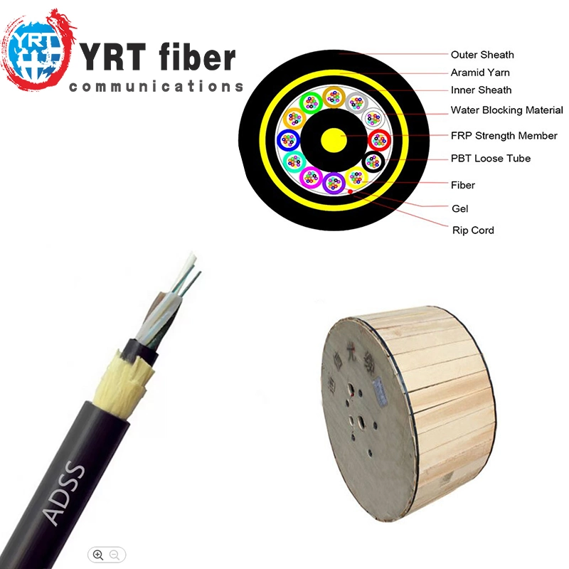 CABLE aéreo de fibra óptica autosoportable ADSS óptica retardante de incendios óptica blindada