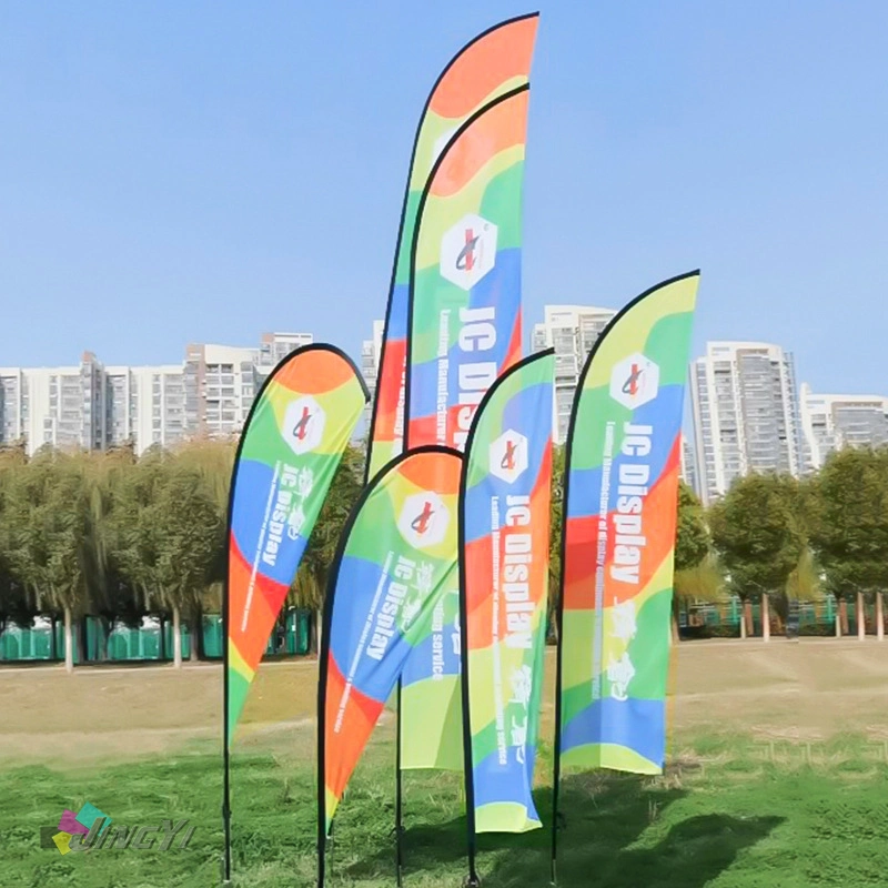 Custom Outdoor Advertising Display Stand: Vibrant Polyester Fabric Banners for Blade, Leaf, Bow, Teardrop, Vertical, Feather, Swooper Beach Sports Event Flag