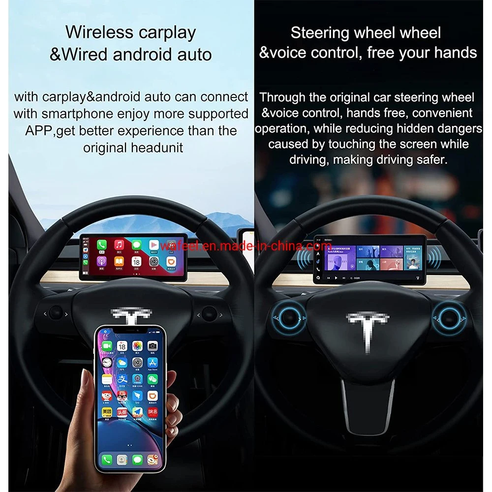 La tête d'affichage pour le modèle de Tesla 3 &amp;Y Carplay Commande au volant de vitesse de puissance de 9 pouces du tableau de bord