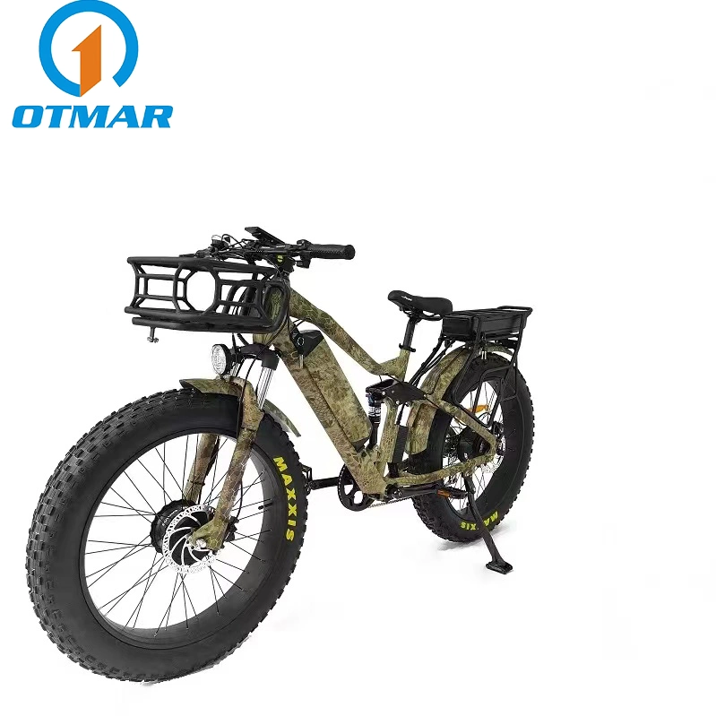 High quality 26 Inch Full Suspension Electric Fat Bike Double Battery Rear Carrier Lithium Battery Double Wheel All Drive Motor Cycle off Road Electric Bicycle