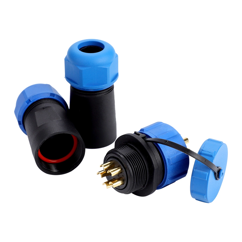 Sp21 Conector impermeable 2/3/4/5/6/7/8/9/10/12 el polo de montaje en panel de 21mm Conector conectores macho y hembra, IP68