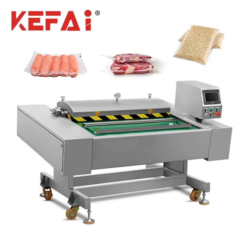 Kefai Cntinuous Rolling Conveyor Belt Plastic Bag Vacuum Sealer Packing Machine