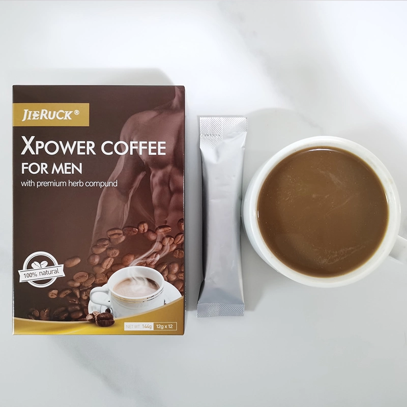 Maca de ervas naturais orgânicos Jieruck Epimedium Tongkat Ali Aumentar Energia Xpower forte café para homens