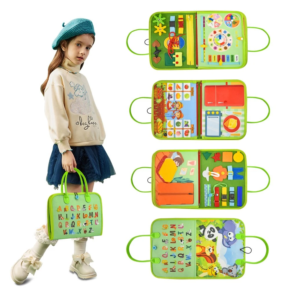 2023 New Children Early Education Montessori Toys bebé ocupado Board As atividades sensoriais do brinquedo Multiactividades sentiram-se movimentadas com livros de tabuleiro