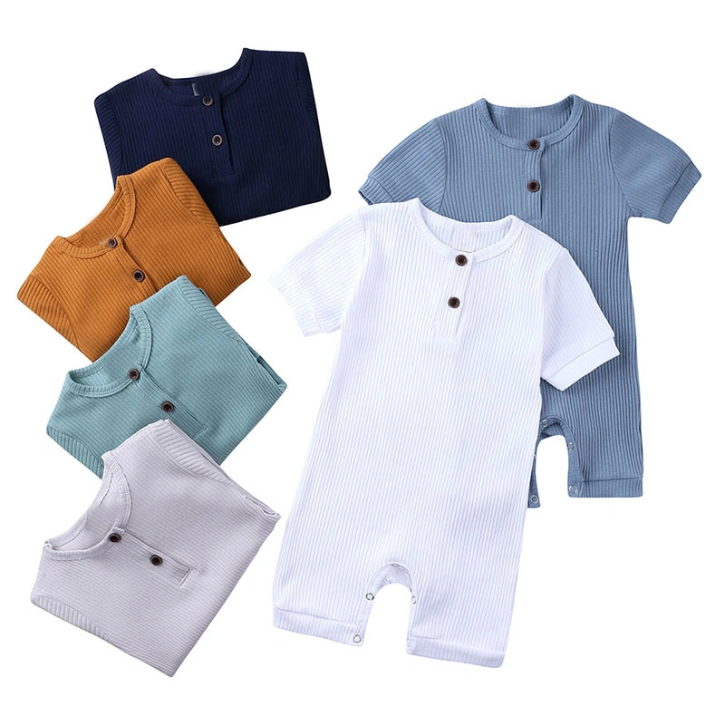 Newborn Baby Romper Soild Color Clothes Girl Rompers Cotton Short Sleeve O-Neck Infant Boys Romper