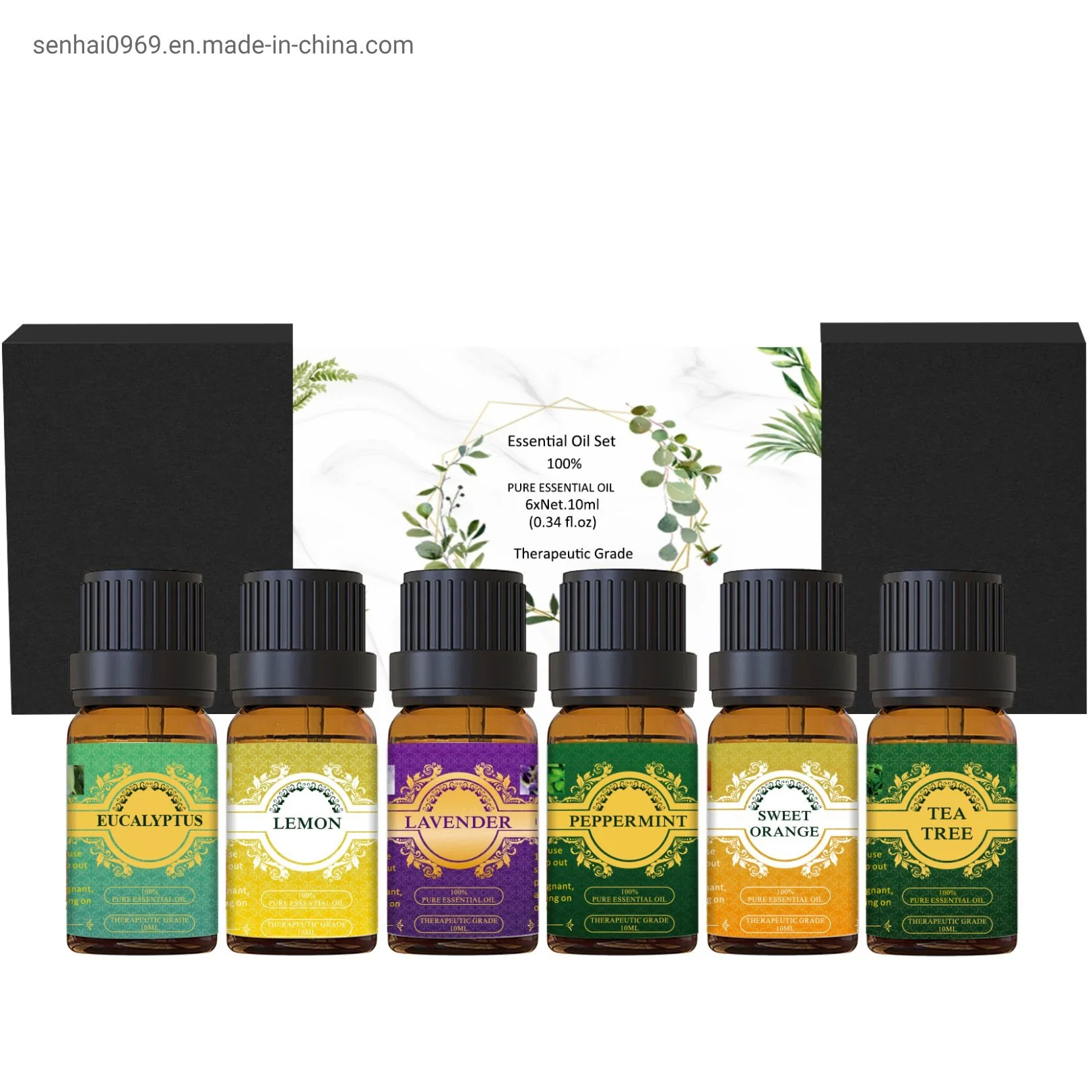 Private Label Bulk Wholesale/Supplier Price Skin Care Massage Oil Natural Pure 6 Essential Oil Set with 6 Bottles 10ml