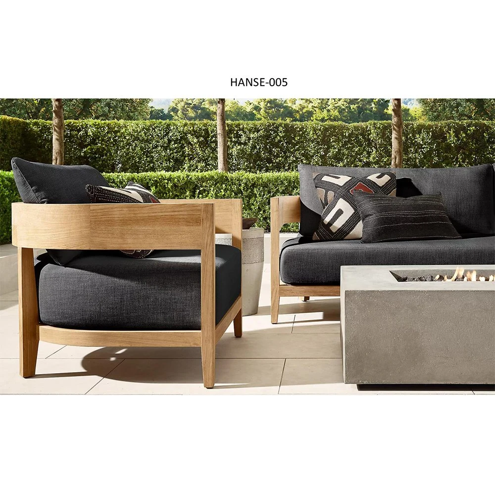 Ensemble de meubles modernes en plein air Lounge chaise ronde Loisirs Jeux de jardin en bois de teck canapé