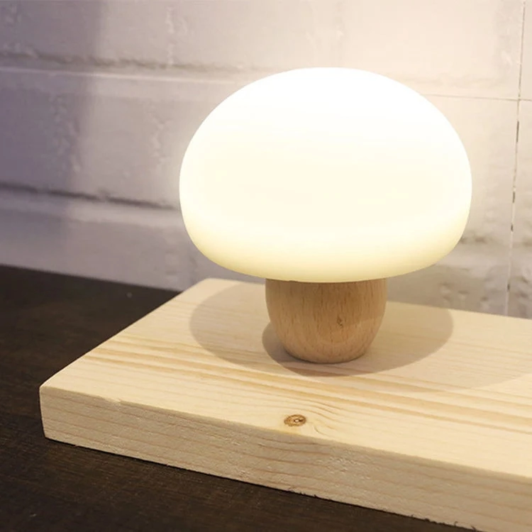 Soft Silicone LED Wooden Mushroom Touch Multi Colors Night Lamp Flashing USB Chargeable Dimmable Touch Kids Night Light