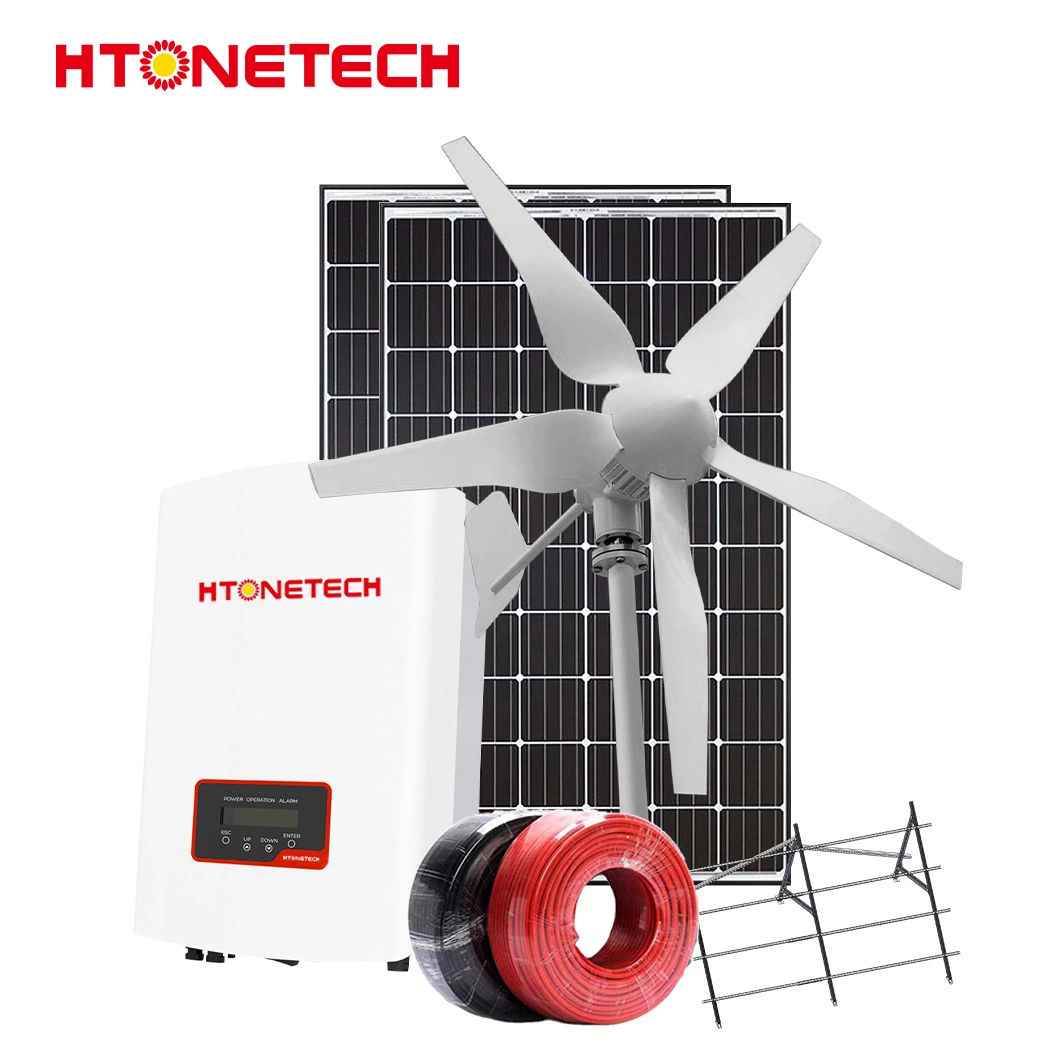 Htonetech China Monocrystalline Silicone Solar Panel Factory 10000W on Grid 3pH Solar Power System with Best Residential Wind Generator