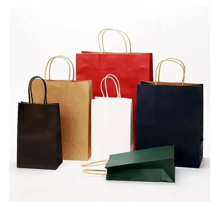 FSC Recyclable Kraft Paper Bag with Handle for Handwork, Shopping, Party, Birthday Goody, Retail