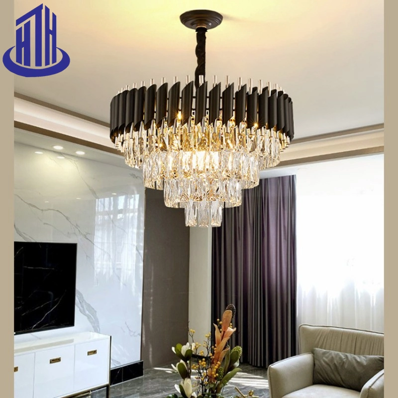 Light Luxury Matte Black Cut Crystal Simple Modern Light Chandelier (D066)