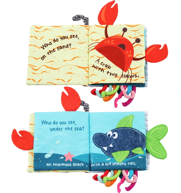 Teething Toys Education Ocean Animals Toy Soft Cloth Books for Baby Toddler Infant Kids