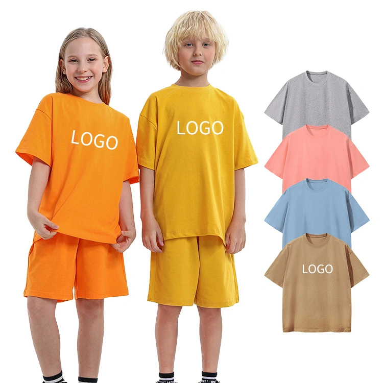 Wholesale Custom Print Logo 100% Cotton Graphic Plain Blank Kids Children T Shirt Boys Girls Clothing Oversized Tee T Shirt Kids Wear Clothing