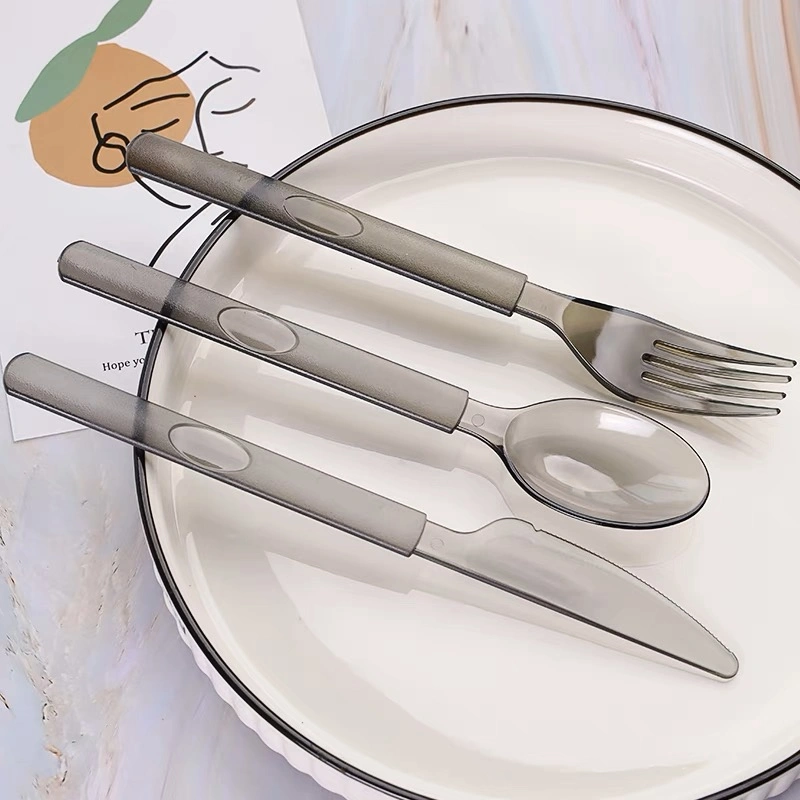 Disposable American Western Tableware Plastic Steak Light Food Dessert Cake Knife and Fork Set Thickened (LL-89)