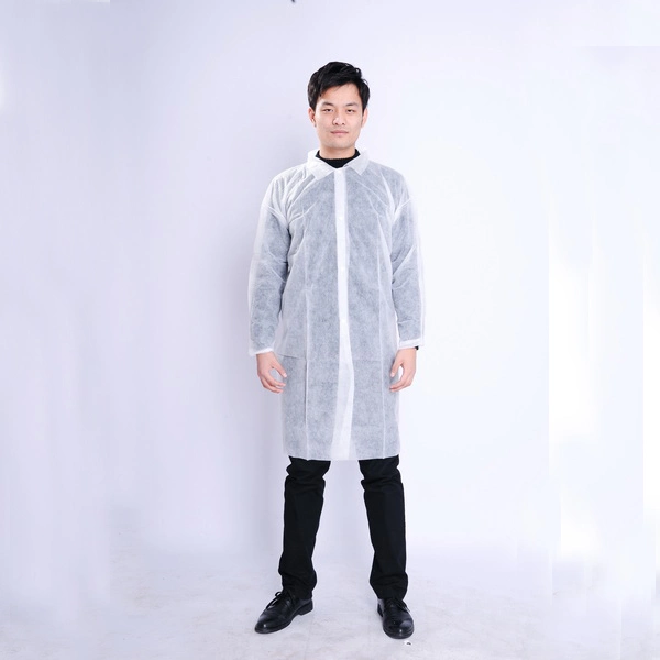 White Single Use Disposable Lab Coat for Personal Protective