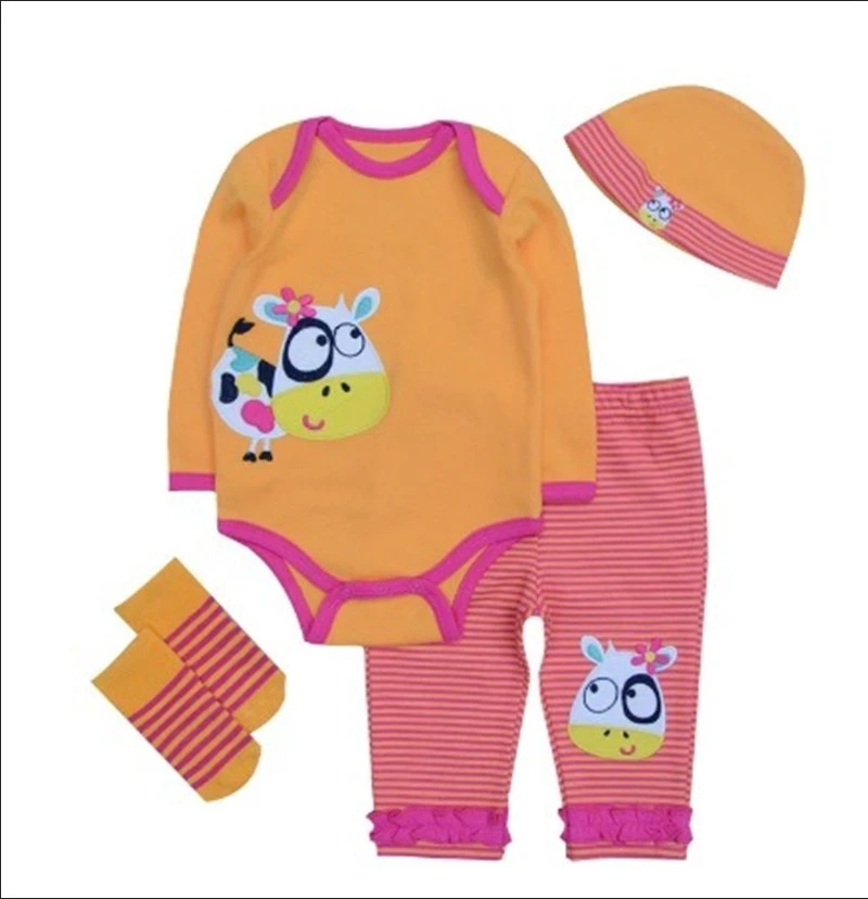 Conjunto de meias para bebé Kiddiezoom mangas compridas Romper e calças para criança