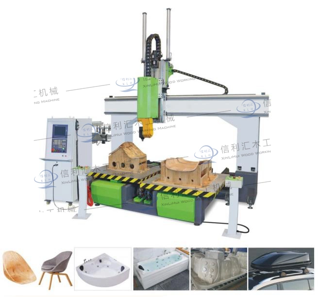 High Speed CNC Router Five Axis Milling Machine Woodworking Cabinet Furniture 3D Atc granite CNC Router 5 Axis Engraving Machinery for Seats Casting Wood Molds,