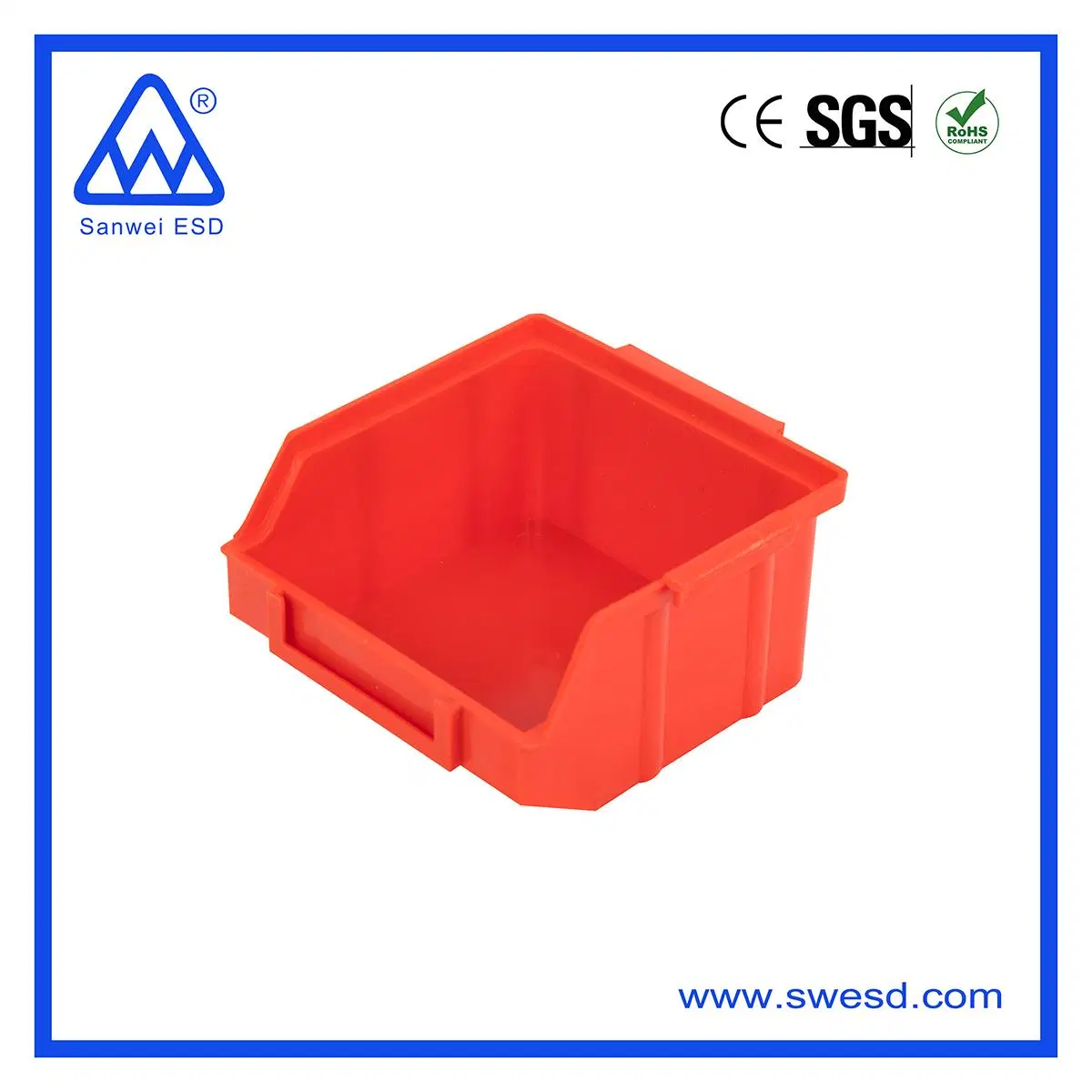 Clean Material Red ESD Permanent Anti-Static Bin