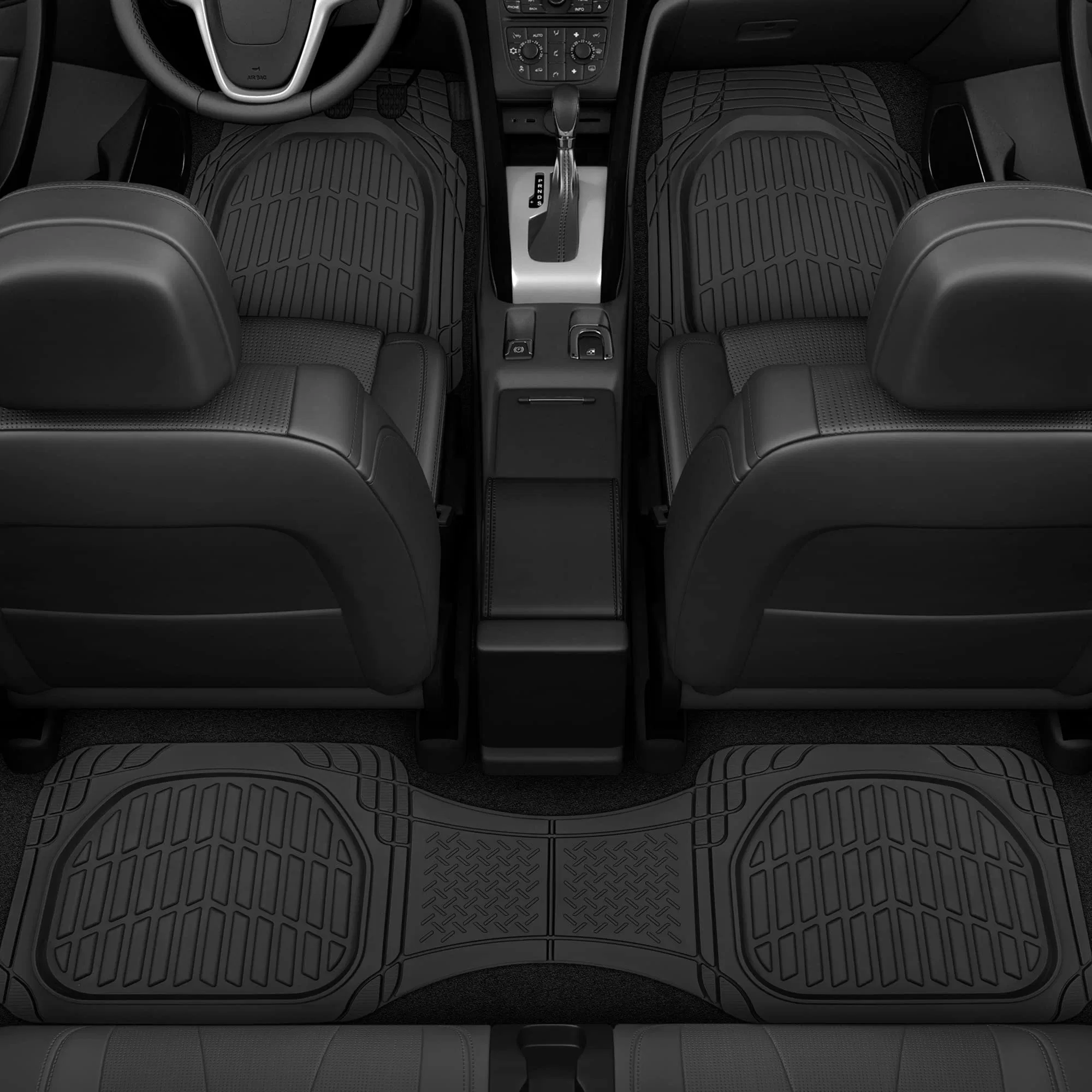 Tapis de sol pour voitures Noir Profond Plat Tous Temps Tapis de Voiture Imperméable Ajustable Tapis de Sol pour Voitures Camions SUV Revêtement de Sol Universel Accessoires de Voiture