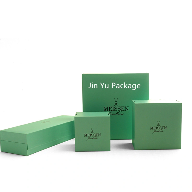 Custom Logo Printed Elegant Green Gift Paper Gift Jewelry Packaging Boxes