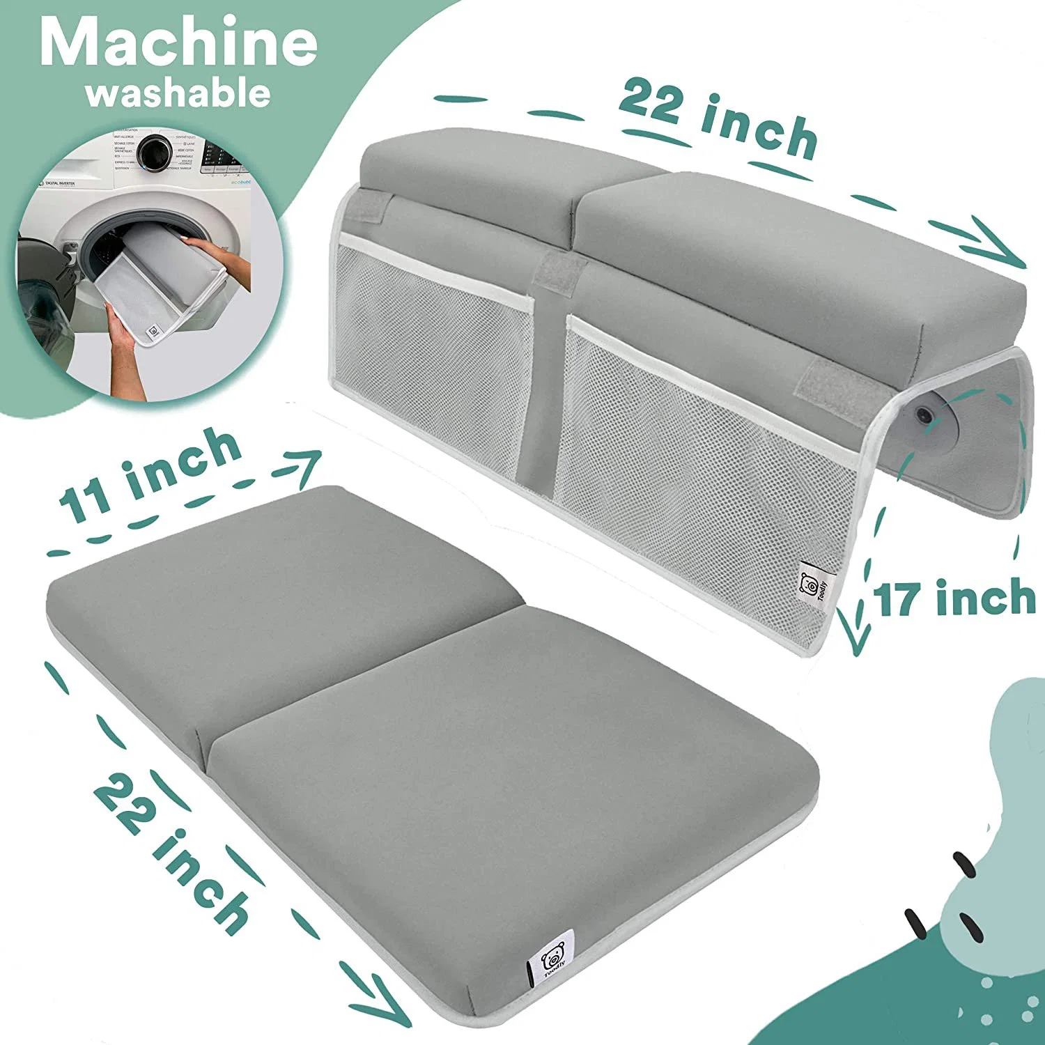 Ensemble de repose-coudes pour bébé coussin de bain le plus épais idéal pour les membres de l'équipe Tapis de bain pour genoux jouets de bain rangement pour baignoire protège-genoux avec Mousse à mémoire de forme