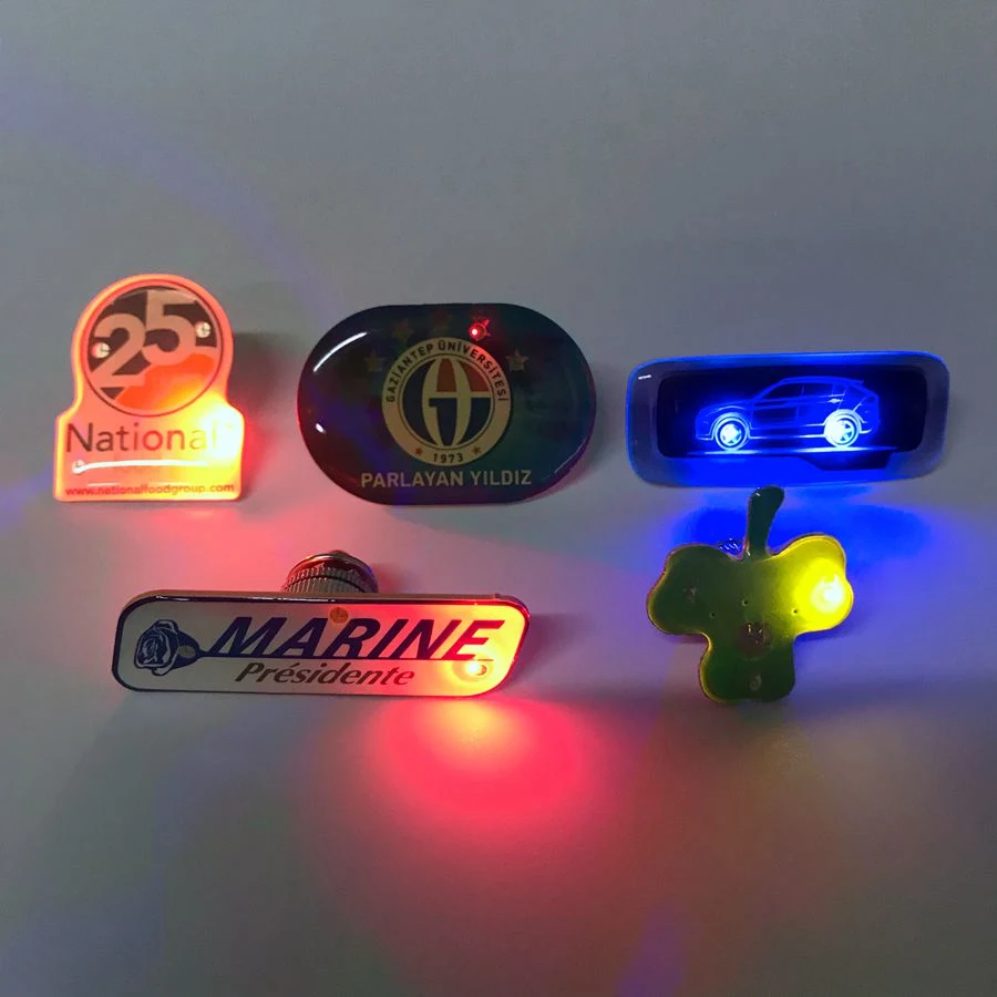 Customized Logo LED Flashing Button Badge Safety Pin Badge