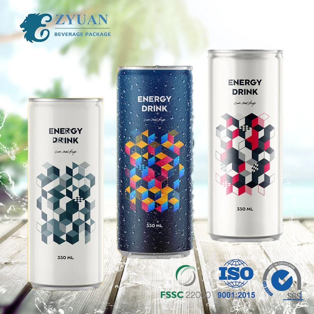 330ml Productos nuevos y elegantes vacío el logo impreso personalizado en blanco Soda Pop de bebidas de aluminio de latas de bebida energética para la venta