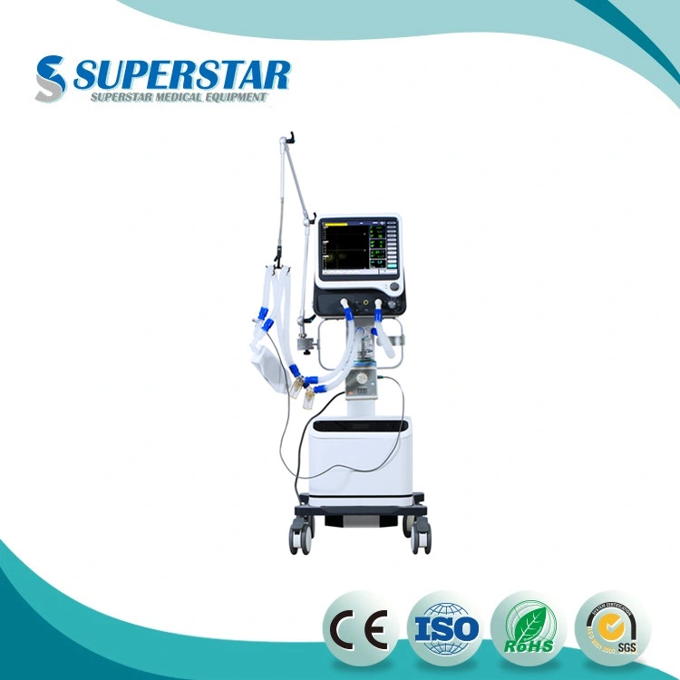 Mejor precio de venta de la UCI del Hospital Médico portátil Ventilador con compresor de aire S1100b Superstar Medical