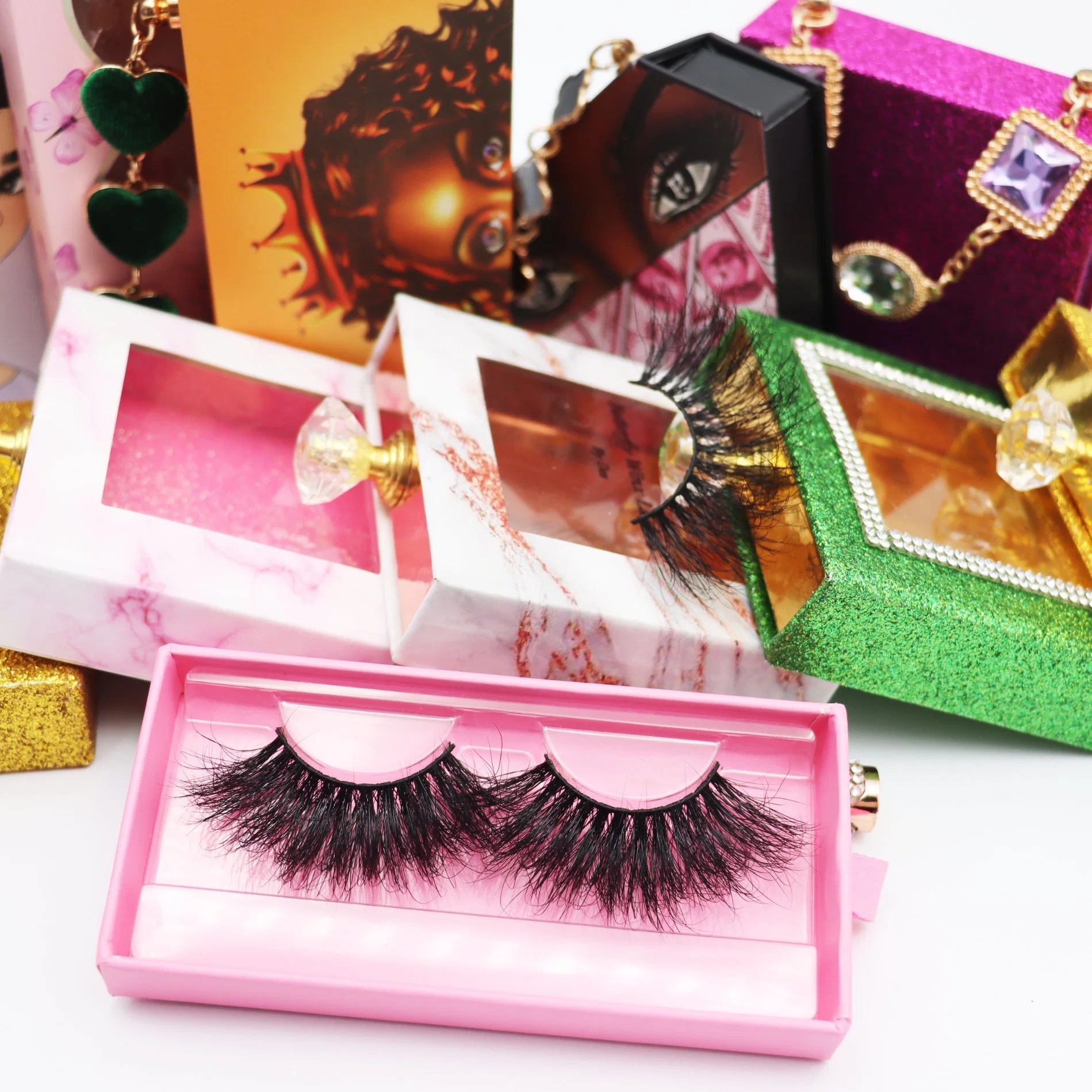 Wholesale/Supplier Private Label Strip Real Fluffy Mink Eyelash Vendors 25mm Mink Eyelash