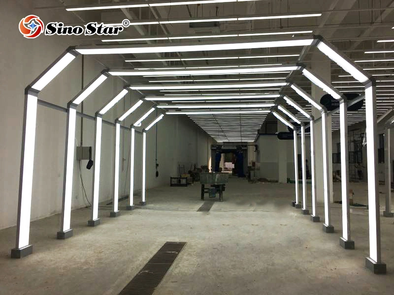 Alquiler de coche de la Bahía de recubrimiento y adhesivo de diseño de iluminación LED para túnel de mantenimiento automotriz Garaje el equipamiento de taller