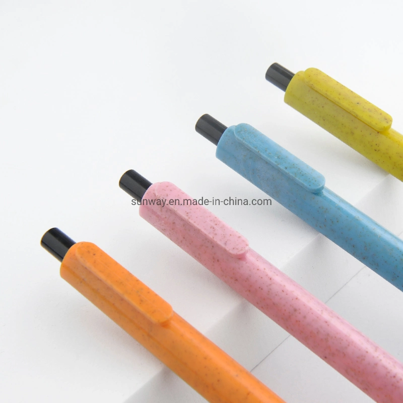 Pen Wholesale/Supplierr Customized Logo Printed Gift Triangular Wheat Plastic Pen