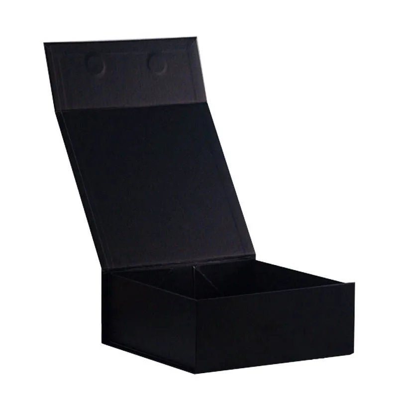 Custom Luxury Black Printed Rigid Folding Foldable Cardboard Packing Paper Packaging Gift Box with Magnetic for Wine/Clothing/ Apparel/ Shoes / Cosmetic / Gift