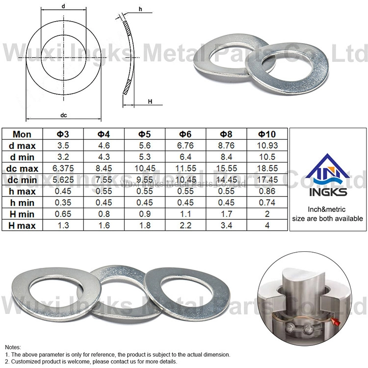 DIN137b de acero inoxidable 304 316 arandelas de muelle curvo