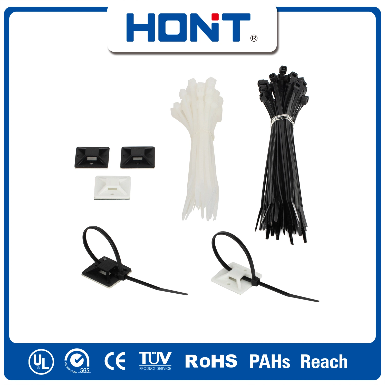 CE Approved UL Hont Plastic Bag + Sticker Exporting Carton/Tray Reusable Cable Ties