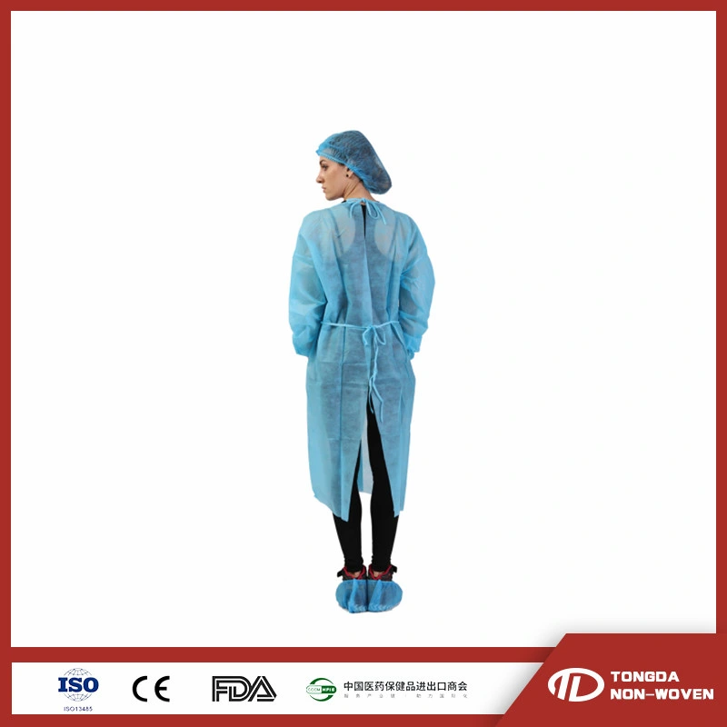 CE, ISO13485 Sterile Impervious Yellow/Blue/SMS/PP/Nonwoven/CPE Protective Surgical Gown and Isolation Gown