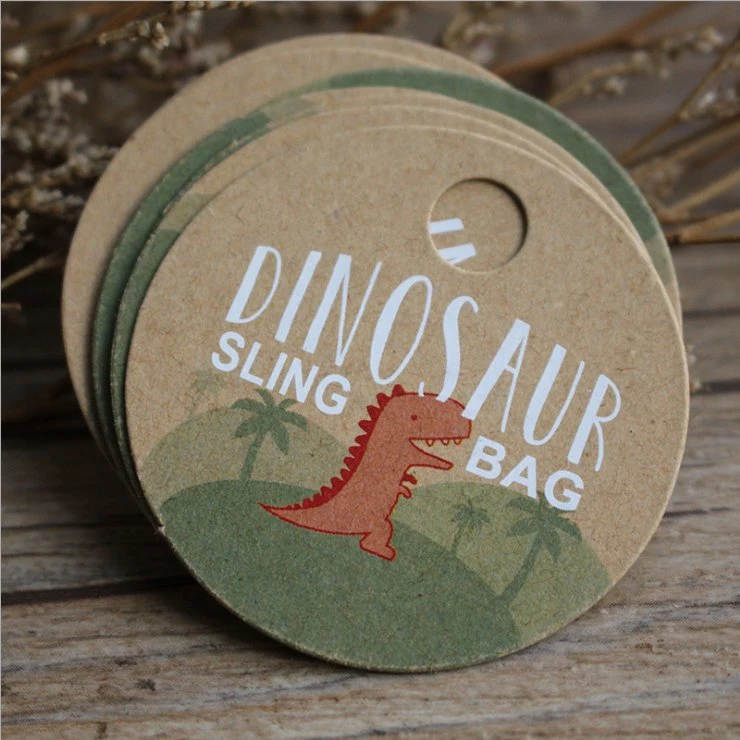 Mock-up Kids Toy Gift Custom Cmyk Printing Round Kraft Paper Hang Tag