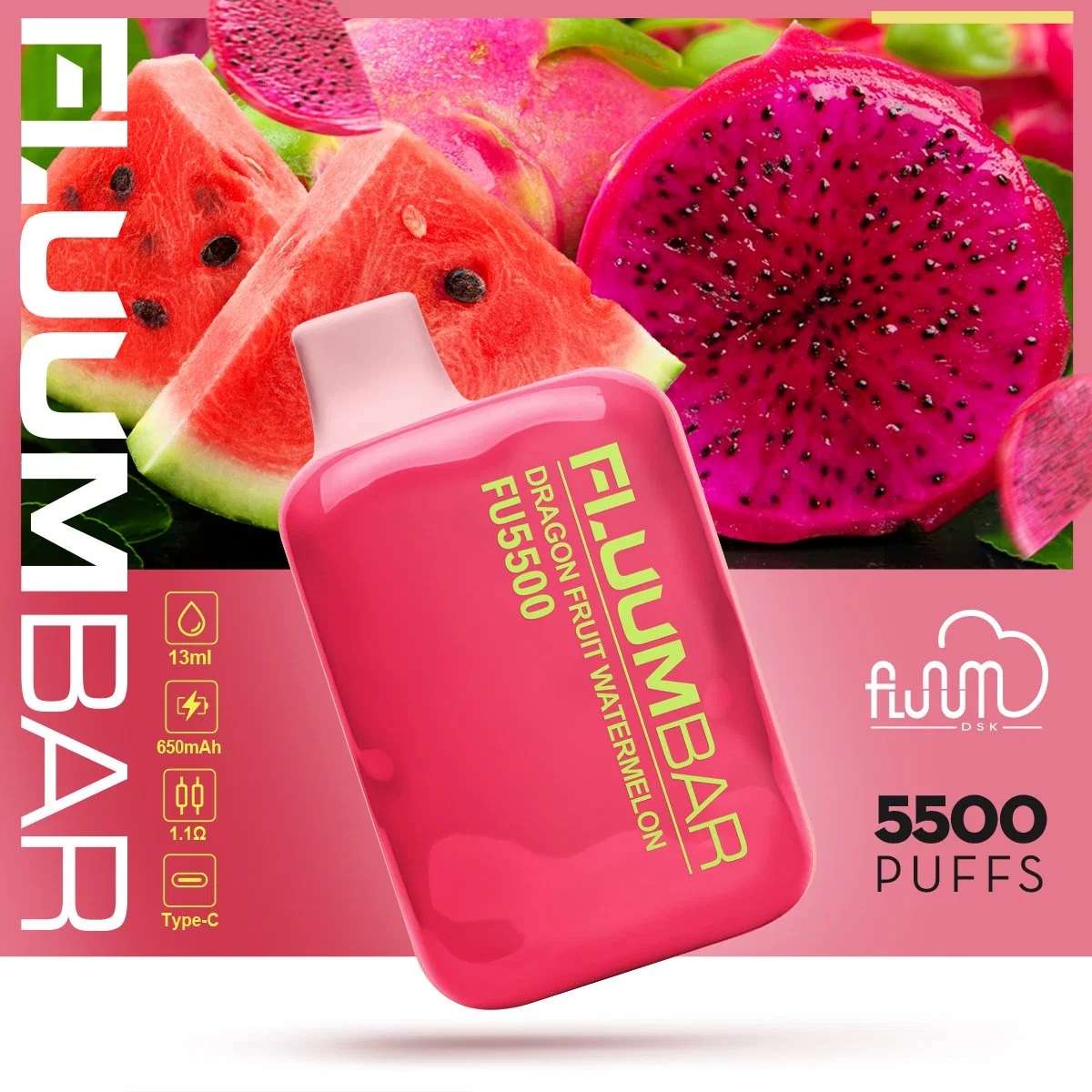 2023 La Marca Más Populares precio de mayorista Fluumbar TE5000/5500/6000 inhalaciones 15ml de aceite desechable disponible OEM/ODM Vape Fluum Bar