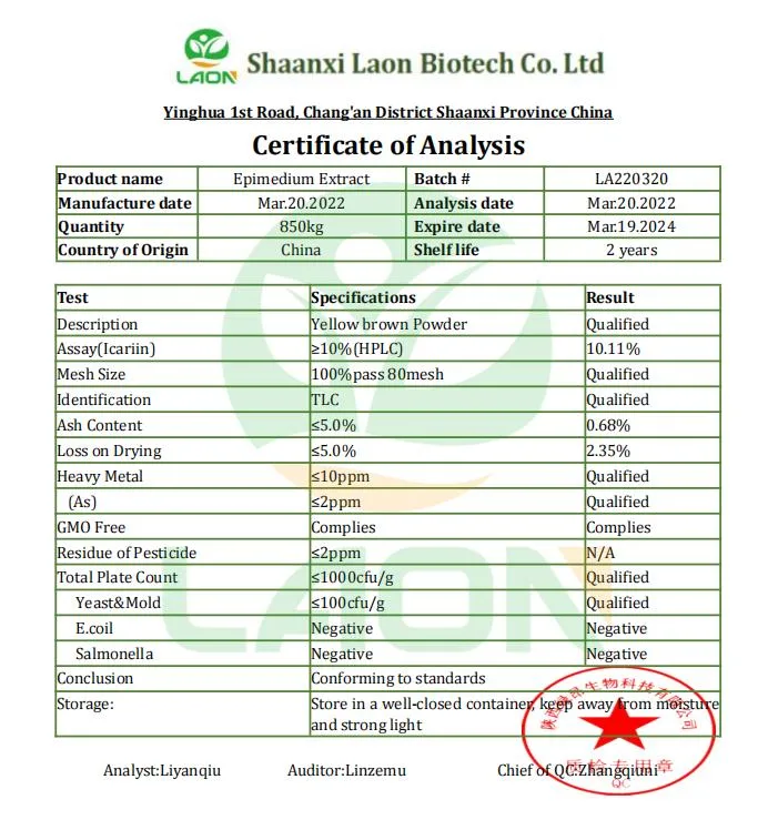 Оптовая торговля роговой возлияние сорняков извлечения порошок Icariin Epimedium извлечения