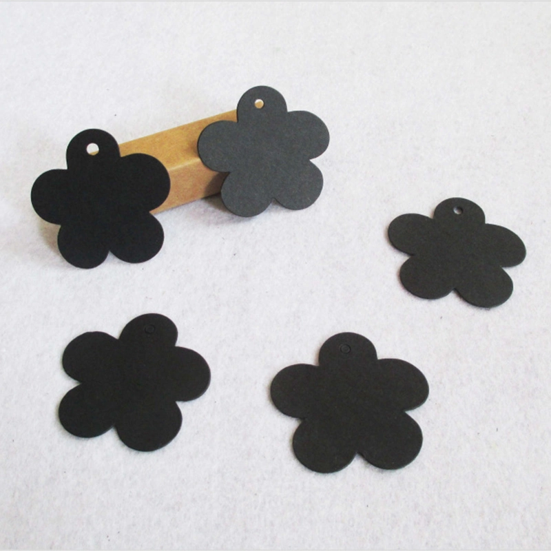 Flower-Shaped Hangtag Black Kraft Paper Hang Tag for DIY Favors Box Gift Decoration Package