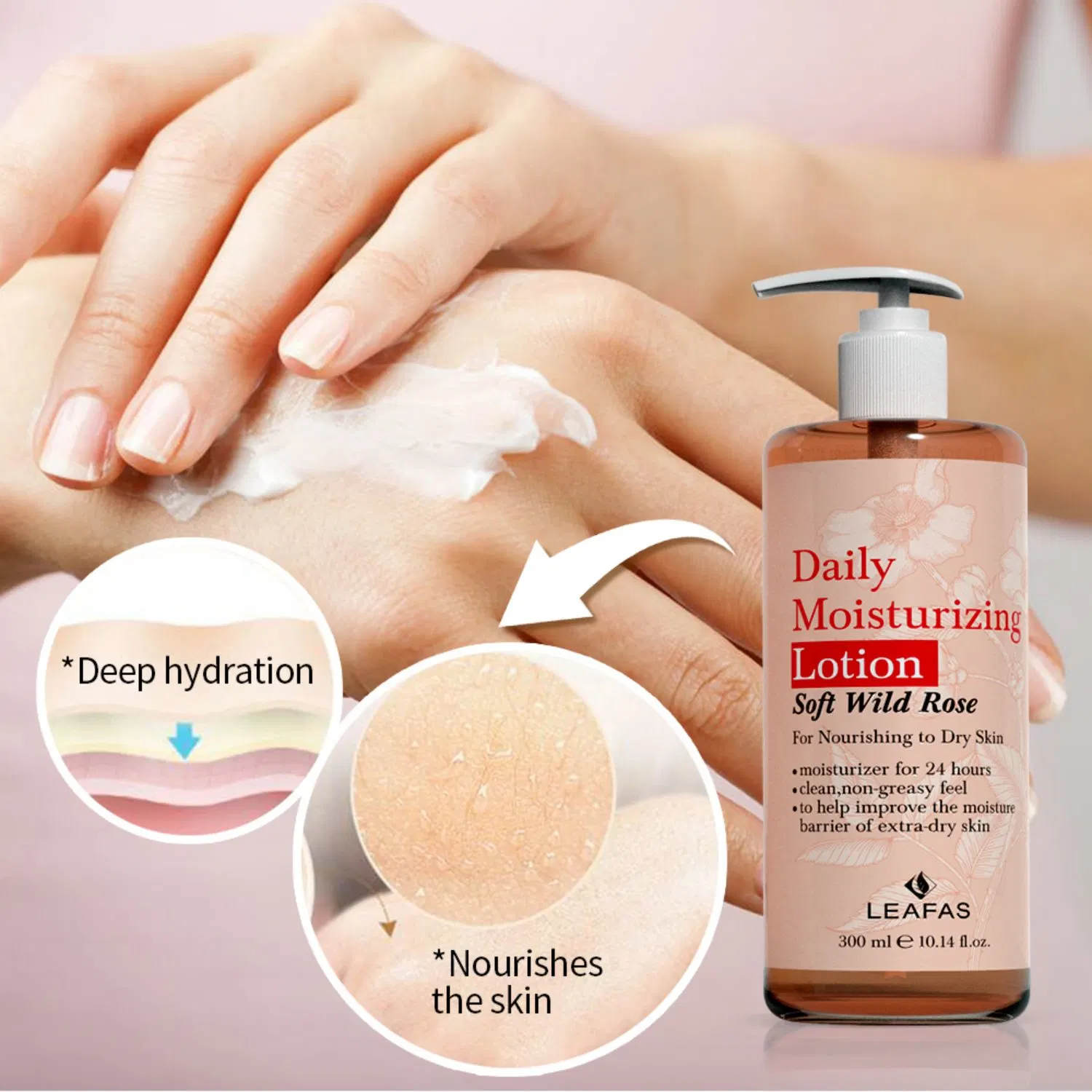 Direkt ab Werk Hochwertige Feuchtigkeitslotion Rose Body Lotion für Trockene Haut