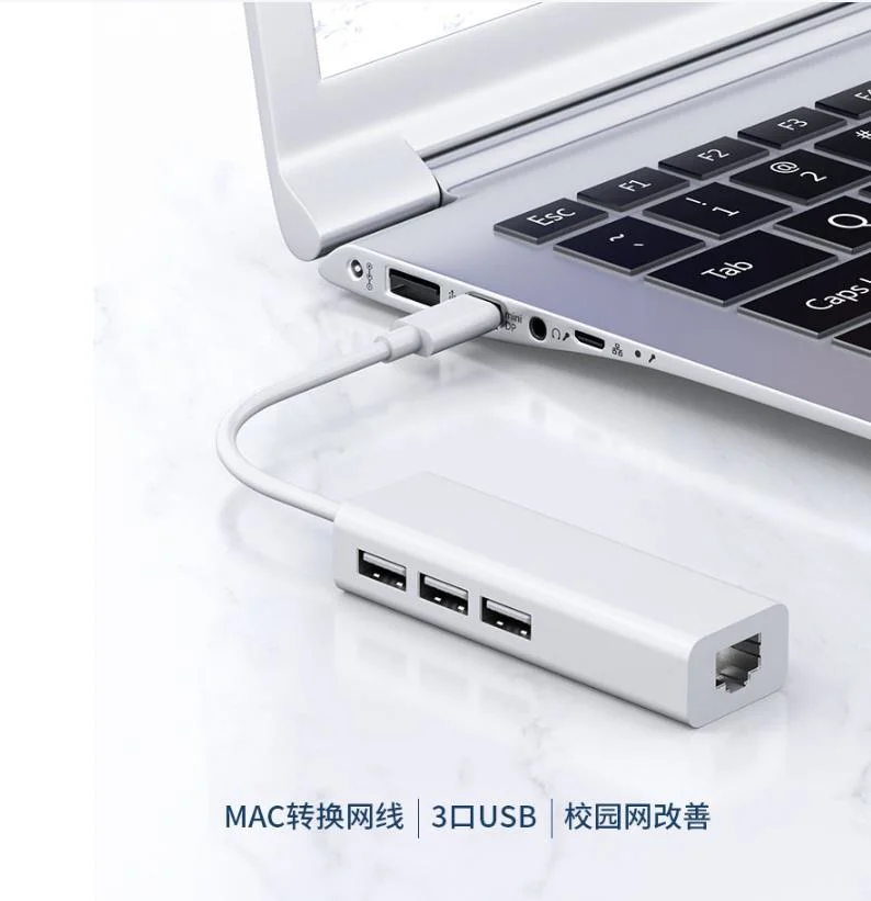 USB2.0 a to RJ45 +USB2.0 3 Ports Hub