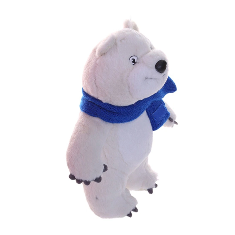 15cm blanc Furry animal en peluche doux mignon des jouets en peluche Ours polaire avec l'écharpe bleue