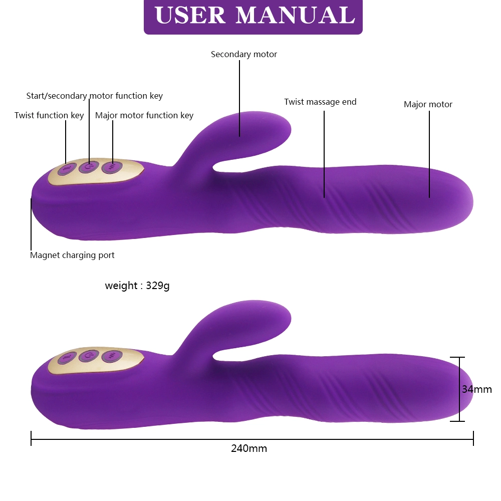 G-Spot Rabbit Vibrator for Clitoris Stimulation USB Rechargeable Waterproof Dildo Vibrator Dual Motors Clit Vagina Stimulator